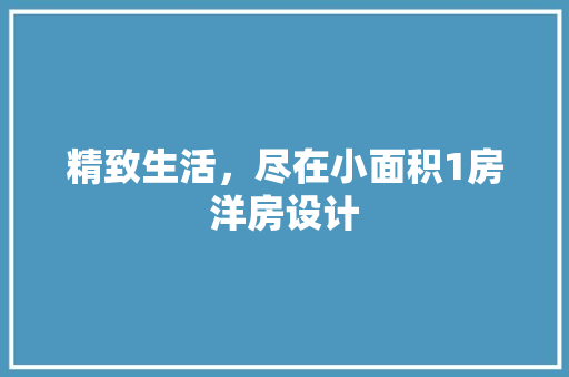 精致生活，尽在小面积1房洋房设计