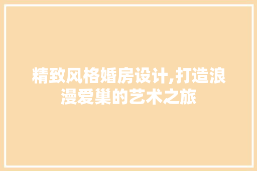 精致风格婚房设计,打造浪漫爱巢的艺术之旅