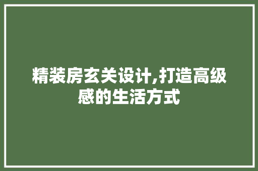 精装房玄关设计,打造高级感的生活方式
