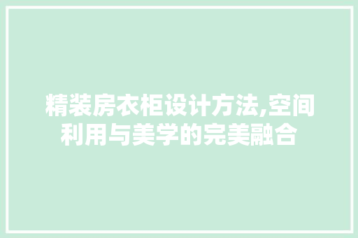 精装房衣柜设计方法,空间利用与美学的完美融合