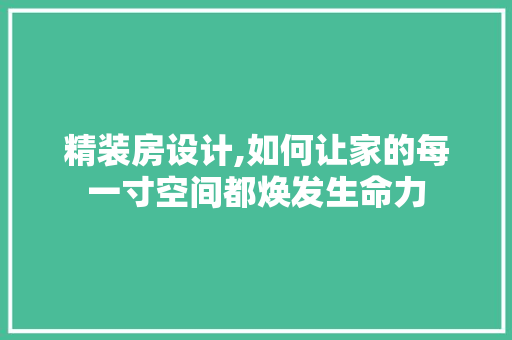 精装房设计,如何让家的每一寸空间都焕发生命力