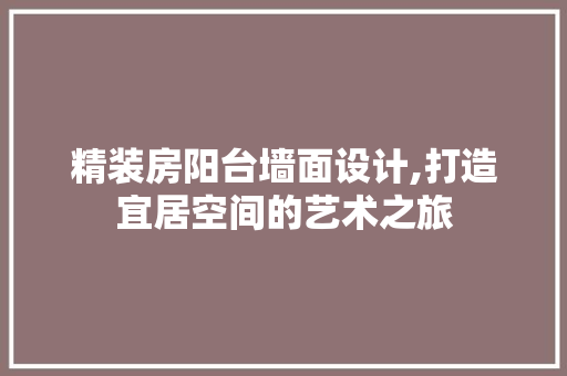 精装房阳台墙面设计,打造宜居空间的艺术之旅