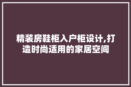 精装房鞋柜入户柜设计,打造时尚适用的家居空间