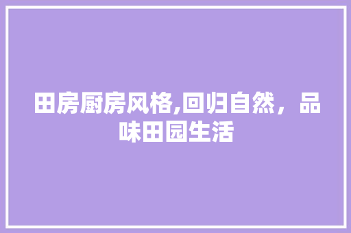 田房厨房风格,回归自然，品味田园生活