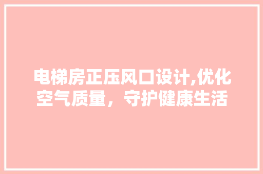 电梯房正压风口设计,优化空气质量，守护健康生活