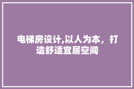 电梯房设计,以人为本，打造舒适宜居空间