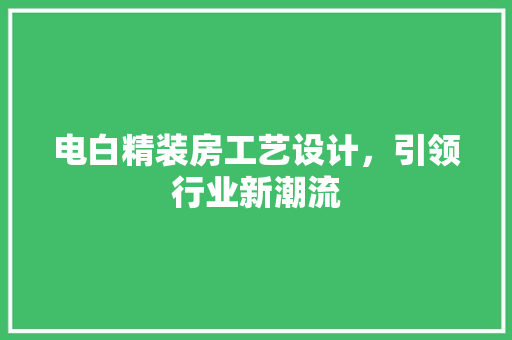 电白精装房工艺设计，引领行业新潮流