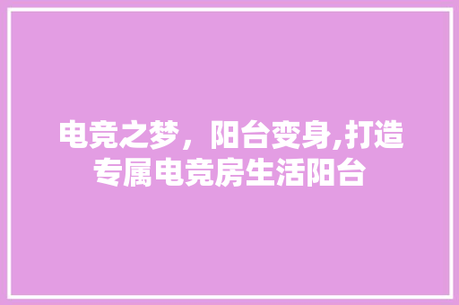 电竞之梦，阳台变身,打造专属电竞房生活阳台