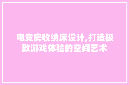 电竞房收纳床设计,打造极致游戏体验的空间艺术