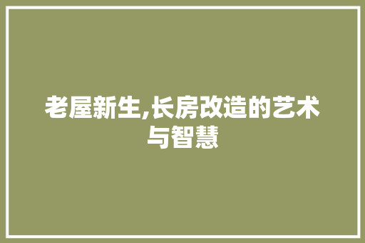 老屋新生,长房改造的艺术与智慧