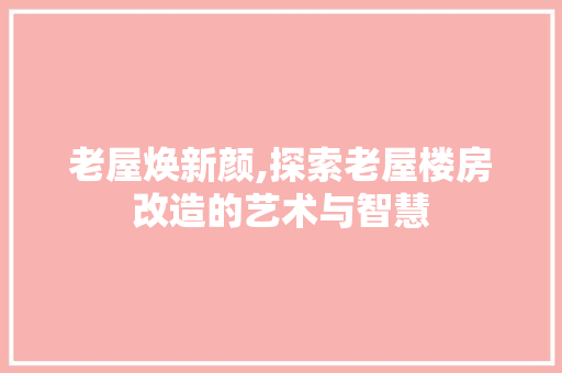 老屋焕新颜,探索老屋楼房改造的艺术与智慧