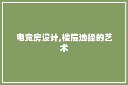 电竞房设计,楼层选择的艺术