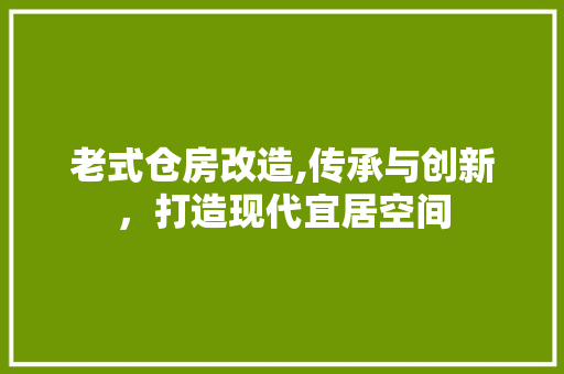 老式仓房改造,传承与创新，打造现代宜居空间