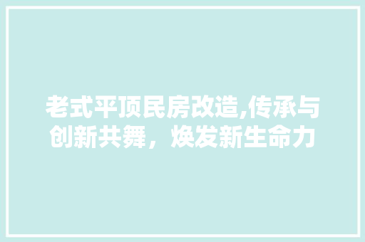老式平顶民房改造,传承与创新共舞，焕发新生命力