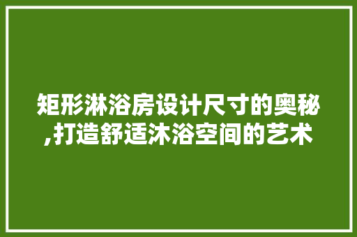 矩形淋浴房设计尺寸的奥秘,打造舒适沐浴空间的艺术
