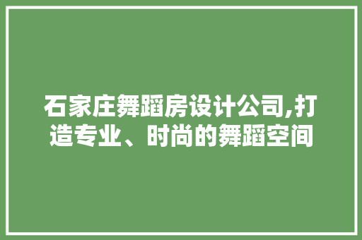 石家庄舞蹈房设计公司,打造专业、时尚的舞蹈空间