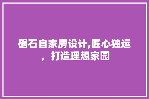 碣石自家房设计,匠心独运，打造理想家园