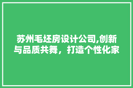 苏州毛坯房设计公司,创新与品质共舞，打造个性化家居空间