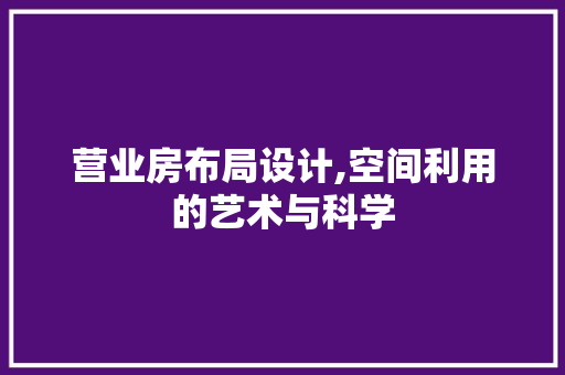 营业房布局设计,空间利用的艺术与科学