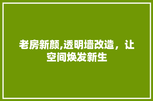老房新颜,透明墙改造，让空间焕发新生
