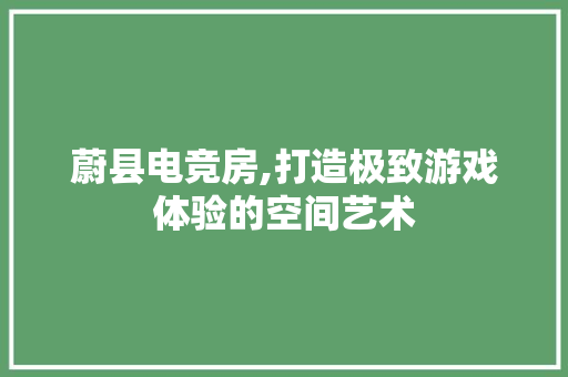 蔚县电竞房,打造极致游戏体验的空间艺术