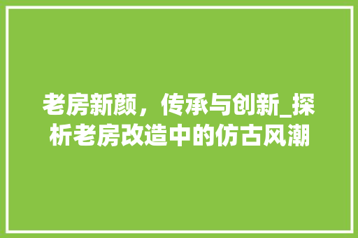 老房新颜，传承与创新_探析老房改造中的仿古风潮