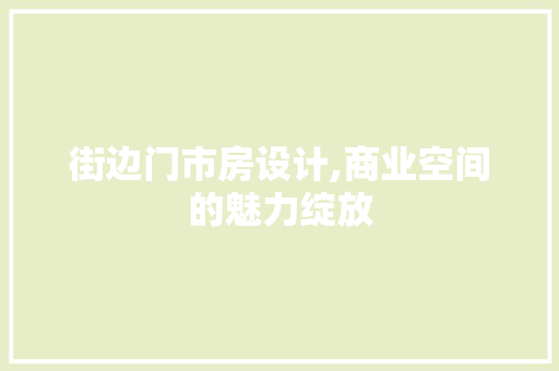街边门市房设计,商业空间的魅力绽放