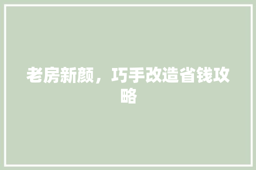 老房新颜，巧手改造省钱攻略