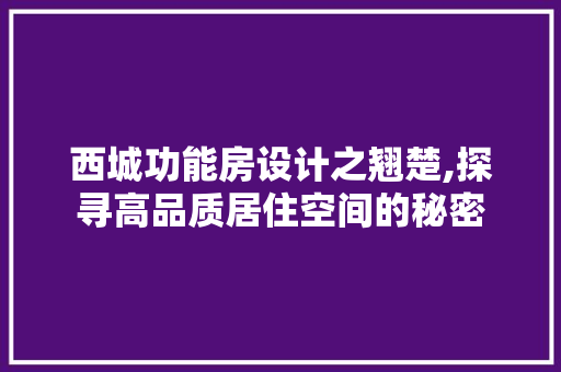 西城功能房设计之翘楚,探寻高品质居住空间的秘密