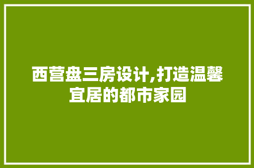 西营盘三房设计,打造温馨宜居的都市家园