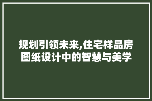 规划引领未来,住宅样品房图纸设计中的智慧与美学