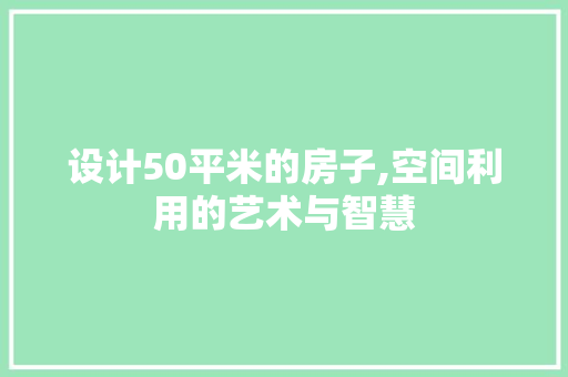设计50平米的房子,空间利用的艺术与智慧