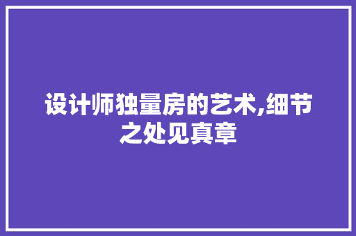 设计师独量房的艺术,细节之处见真章