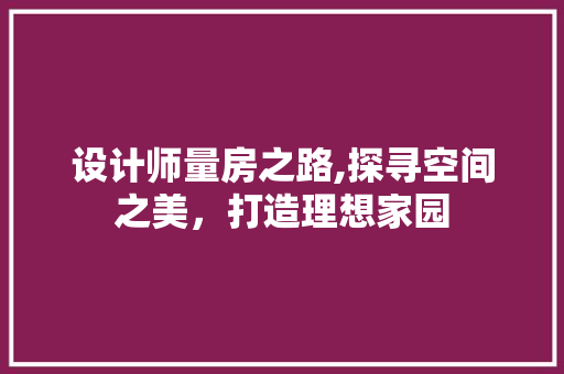 设计师量房之路,探寻空间之美，打造理想家园