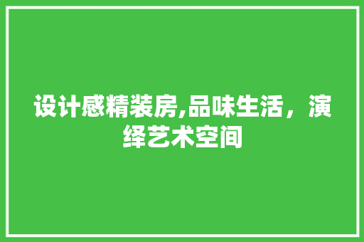 设计感精装房,品味生活，演绎艺术空间