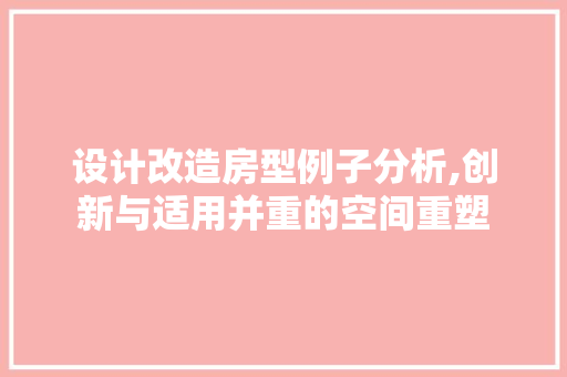 设计改造房型例子分析,创新与适用并重的空间重塑
