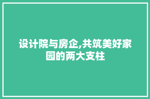 设计院与房企,共筑美好家园的两大支柱