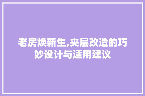 老房焕新生,夹层改造的巧妙设计与适用建议