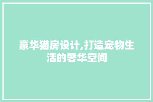 豪华猫房设计,打造宠物生活的奢华空间
