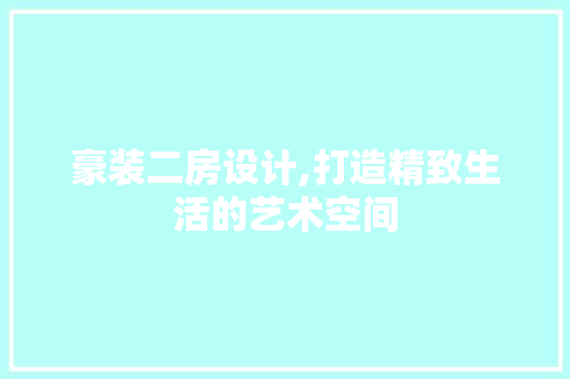 豪装二房设计,打造精致生活的艺术空间