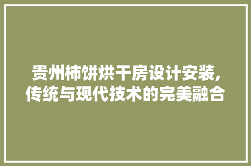 贵州柿饼烘干房设计安装,传统与现代技术的完美融合