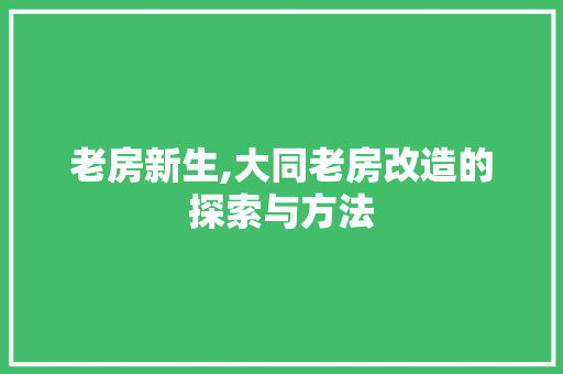 老房新生,大同老房改造的探索与方法