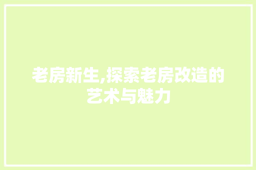 老房新生,探索老房改造的艺术与魅力