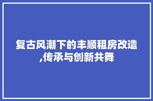 复古风潮下的丰顺租房改造,传承与创新共舞