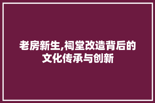 老房新生,祠堂改造背后的文化传承与创新