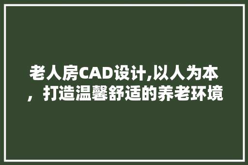 老人房CAD设计,以人为本，打造温馨舒适的养老环境