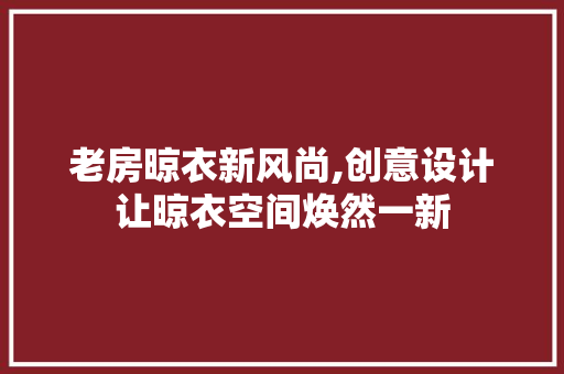 老房晾衣新风尚,创意设计让晾衣空间焕然一新