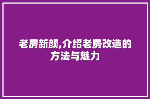 老房新颜,介绍老房改造的方法与魅力