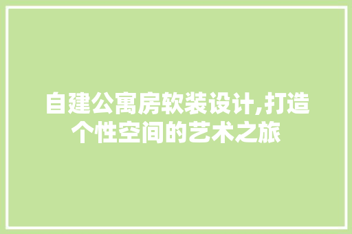 自建公寓房软装设计,打造个性空间的艺术之旅