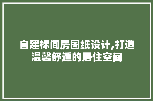 自建标间房图纸设计,打造温馨舒适的居住空间
